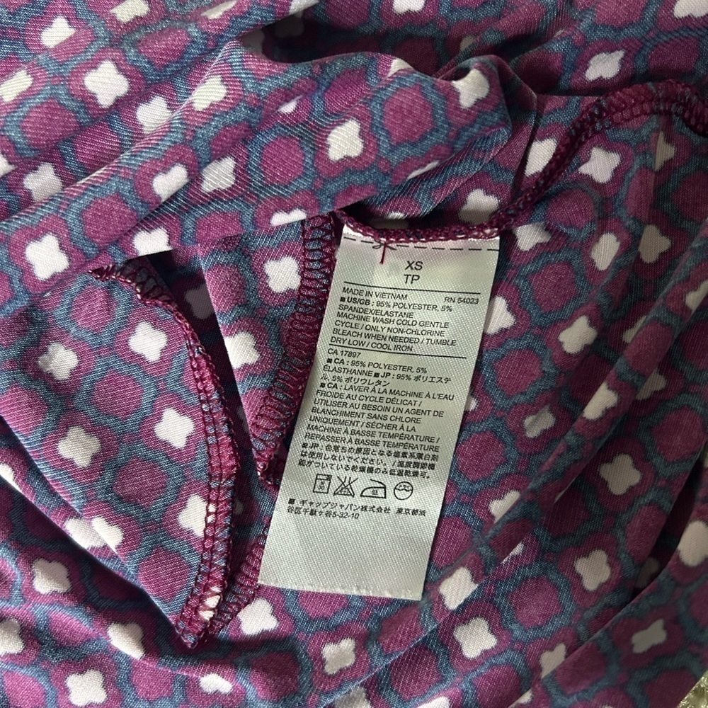 Banana Republic Purple Shift Dress with Belt and Geometric Pattern Size XS - Picture 5 of 5